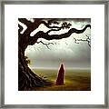 Forlorn Girl Under Oak Framed Print