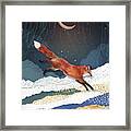 Fox And Moon Framed Print