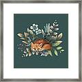 Fox With Flowers Framed Print