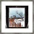 Framed Memories #1 Of 2 - Stensby Homestead Captured Through Chicken Coop Window In Winter Framed Print