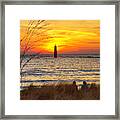 Frankfort Beach Lighthouse Sunset -2632 Framed Print