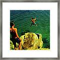 Free Fall - Cliff Jumping, Mediterranean, France Framed Print
