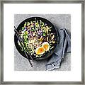 Fresh Salad With Fried Rice And Boiled Eggs Framed Print