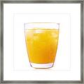 Freshly Squeezed Orange Juice With Ice. Juice In A Glass Isolate On White Background With Clipping Path Framed Print