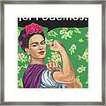 Frida Kahlo As Rosie The Riveter Feminist Si Podemos Portrait Framed Print