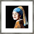 Frida Kahlo Johannes Vermeer Girl With A Pearl Earring Framed Print