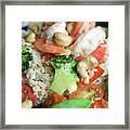 Fried Rice With Nuts Shrimp Broccoli Basil And Tomatoes Framed Print