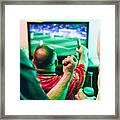 Friends Happy About Their Favorite Club Winning Soccer Match Framed Print