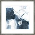 Frozen Blue And White Modern Abstract Painting Framed Print