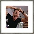 Frustrated Man Pulling Hair In Home Office Framed Print