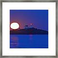 Full Moon Over The Nubble Framed Print