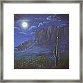 Full Moon Over The Superstition Mountains, Arizona Framed Print