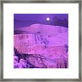 Full Moon Sets Over Minerva Springs On A Winter Morning Yellowstone National Park Framed Print