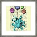 Funny Blue Octopus Framed Print