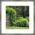 Garden Trellis Over Foot Bridge. Framed Print