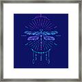 Geometric Blue Boho Dragonfly Framed Print