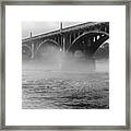 Gervais Street Bridge - Foggy Day - Bw Framed Print