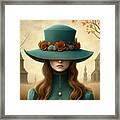 Girl With A Green Hat - Portrait 1 Framed Print