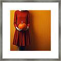 Girl With A Pumpkin Framed Print