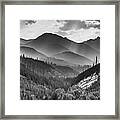 Glacier Mountain Range Panorama - Montana Black And White Framed Print