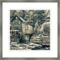 Glade Creek Grist Mill In The Appalachian Mountains - Sepia Edition Framed Print