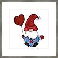 Gnome With Red Hat Framed Print