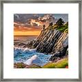 Golden Hour On The Edge Of Coastal Cliffs Framed Print