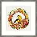 Goldfinch In Flowers Garland Framed Print