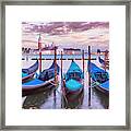 Gondolas On The Venice Lagoon, Italy Framed Print