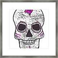 Gray And Pink Sugar Skull Framed Print