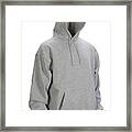 Gray Hooded, Blank Sweatshirt Front-isolated On White W/clipping Path Framed Print