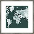 Gray Marble Stone Watercolor Silhouette Of World Map Framed Print