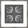 Gray Monochrome Floral Leaves And Curves Watercolor Pattern Framed Print