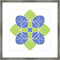 Geometrical Green Blue Flower - Abstract Pattern Framed Print