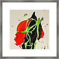 Green Faces On Black And Red 11149 Framed Print