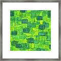 Green Squares Abstract Acrylic Painting Framed Print