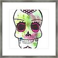 Green Sugar Skull Framed Print