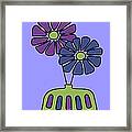 Groovy Purple And Blue Flowers Framed Print