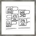 Group Of Portraits And Empty Speech Bubbles Drawing Framed Print