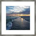 Gulf Coast Sunset And Waves Framed Print
