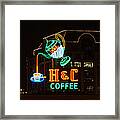 H And C Coffee Sign Pouring At Night In Roanoke Virginia Framed Print