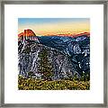 Half Dome Sunset At Yosemite Panorama Framed Print