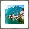 Hallstatt Village And Hallstatter See Lake In Austria Framed Print