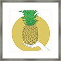 Hand Holding Pineapple - Line Art Graphic Illustration Artwork Framed Print