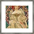 Hand Painted Litho Reproduction Enhanced Of Frau Jugendstil Kunst Art Nouveau 9 Framed Print