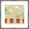 Hand With Can Watering Money Tree Framed Print