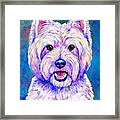 Happiness - Neon Colorful West Highland White Terrier Dog Framed Print