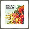 Happy Birthday Flower Bouquet Framed Print