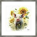 Happy In The Sunflowers Framed Print