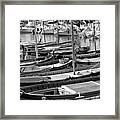 Harbor Boats Nice France Black And White Framed Print